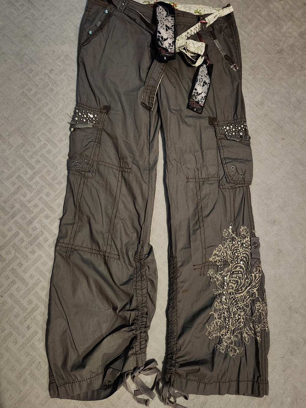 Miss Me Y2K Cargo Pants with Embroidered Detail